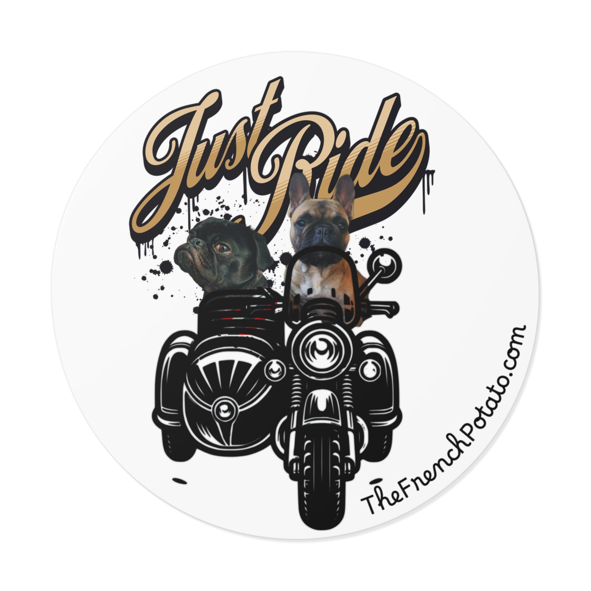 Frenchie + Pug Motorcycle Vinyl Stickers