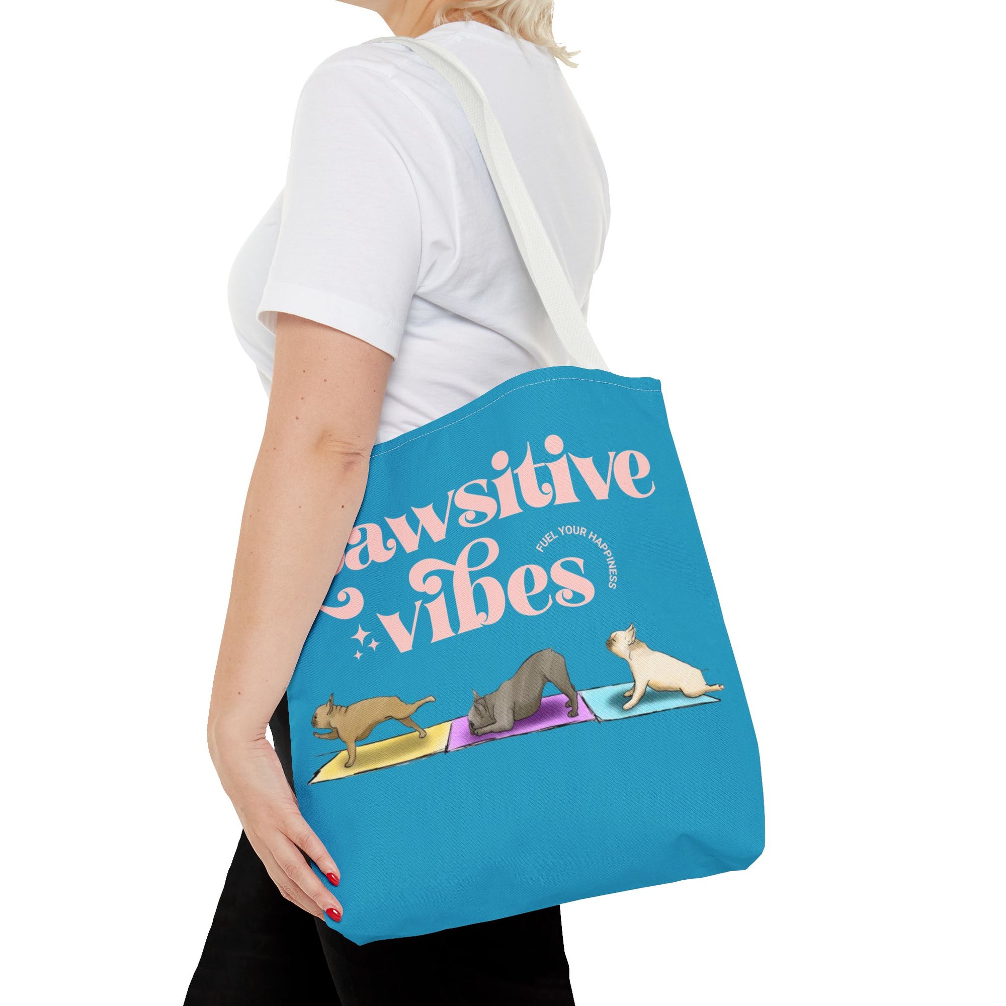 Pawsitive Vibes Tote Bag — Cute Yoga Dogs All-Over Print Tote