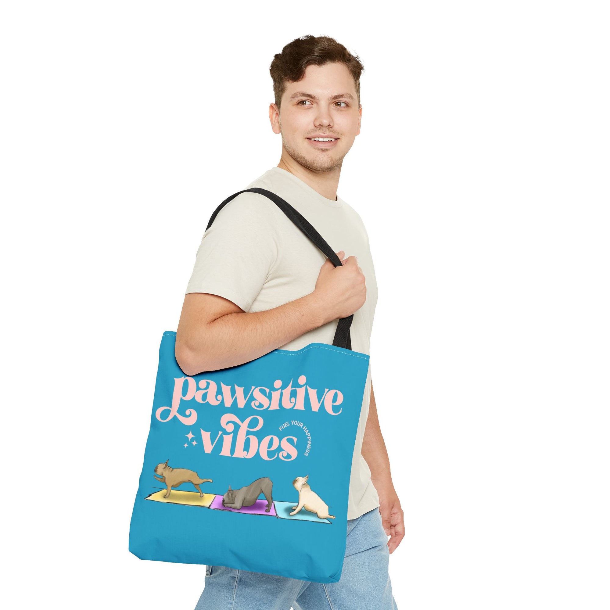 Pawsitive Vibes Tote Bag — Cute Yoga Dogs All-Over Print Tote