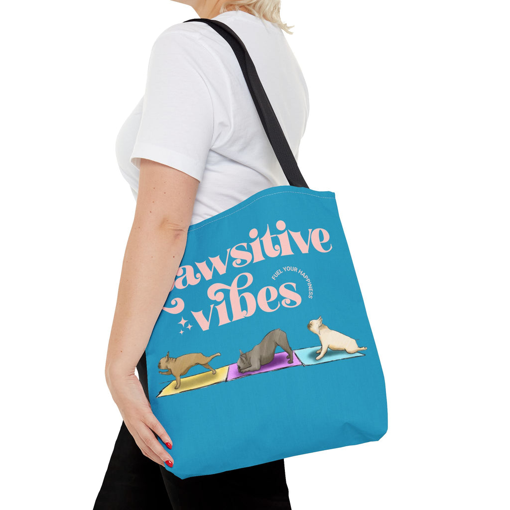 Pawsitive Vibes Tote Bag — Cute Yoga Dogs All-Over Print Tote
