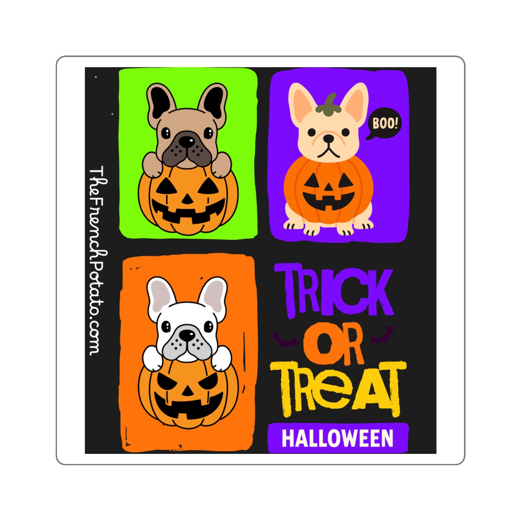 Halloween Dog Trick or Treat Stickers, Cute French Bulldog