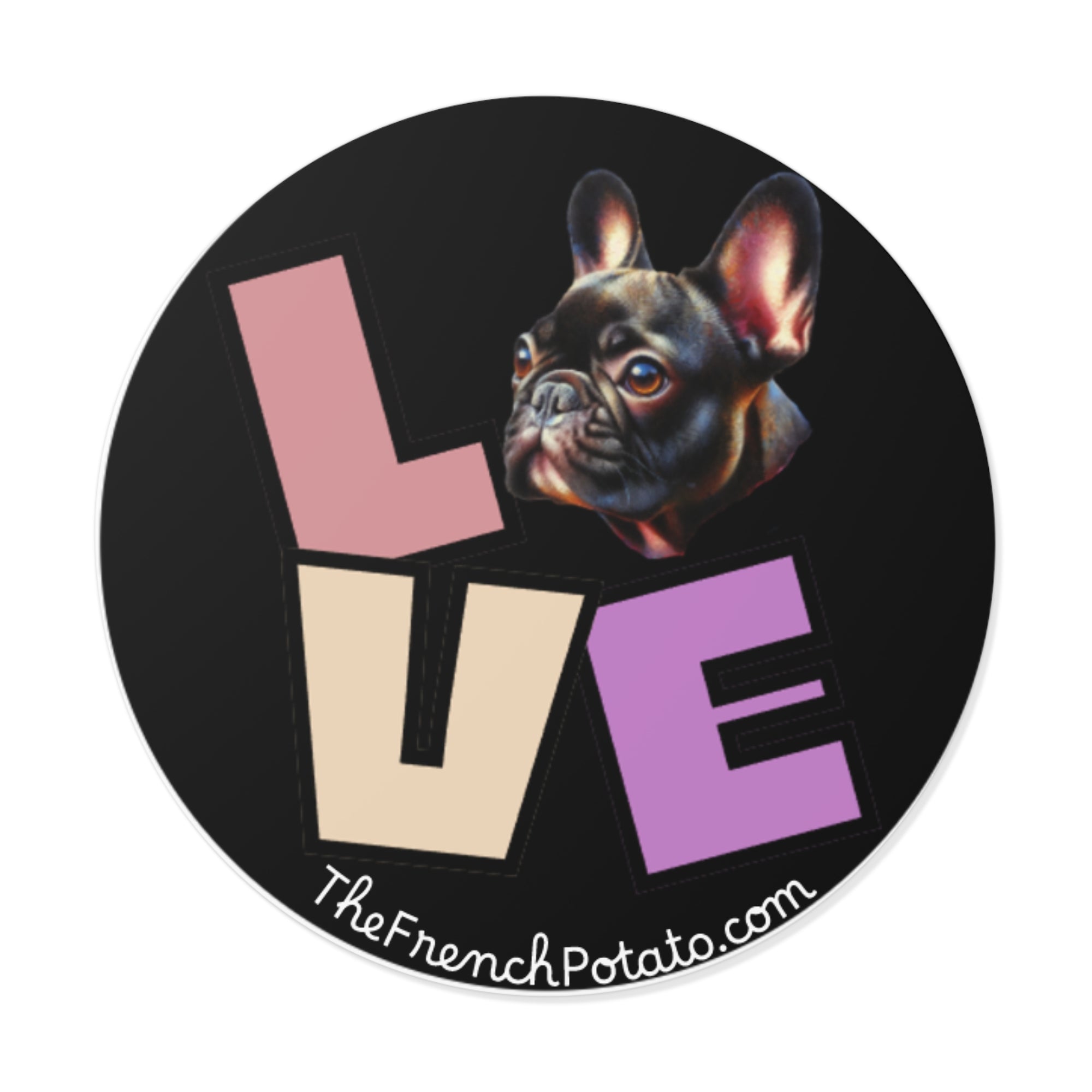 French Bulldog Love Round Vinyl Sticker