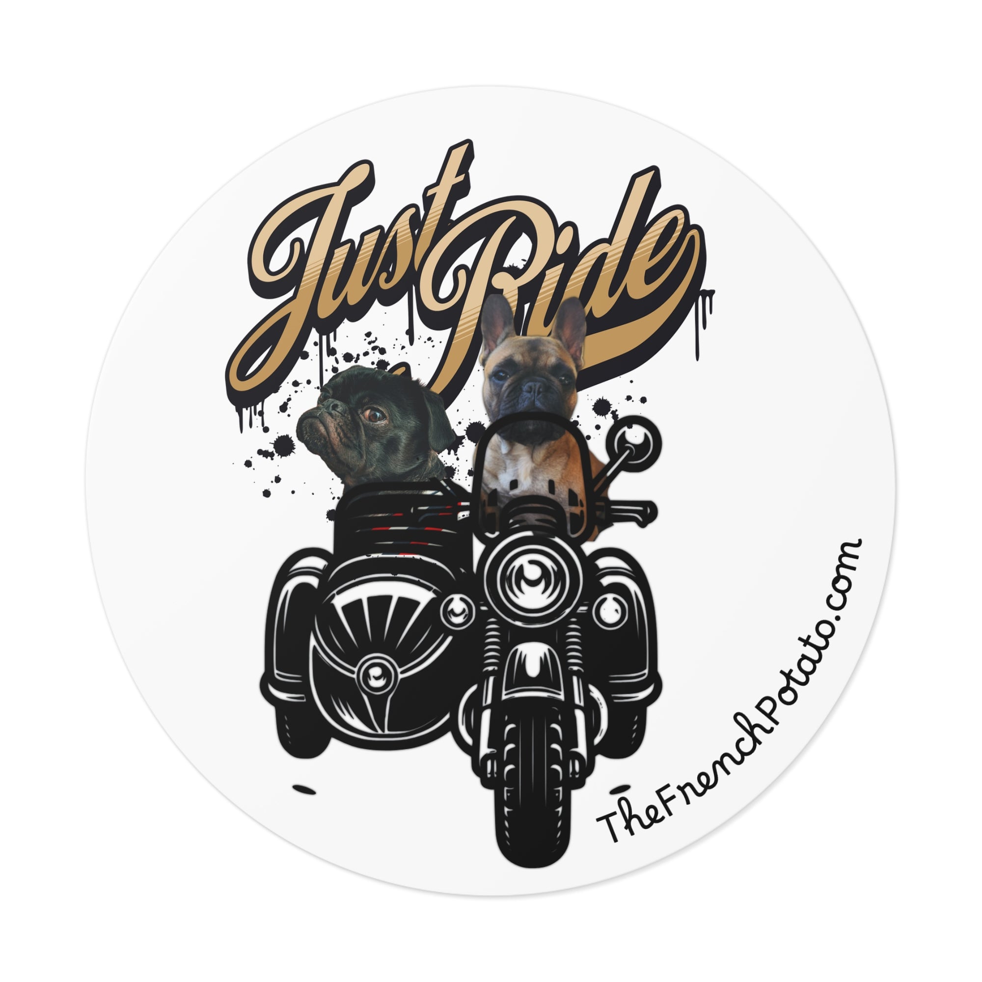 Frenchie + Pug Motorcycle Vinyl Stickers