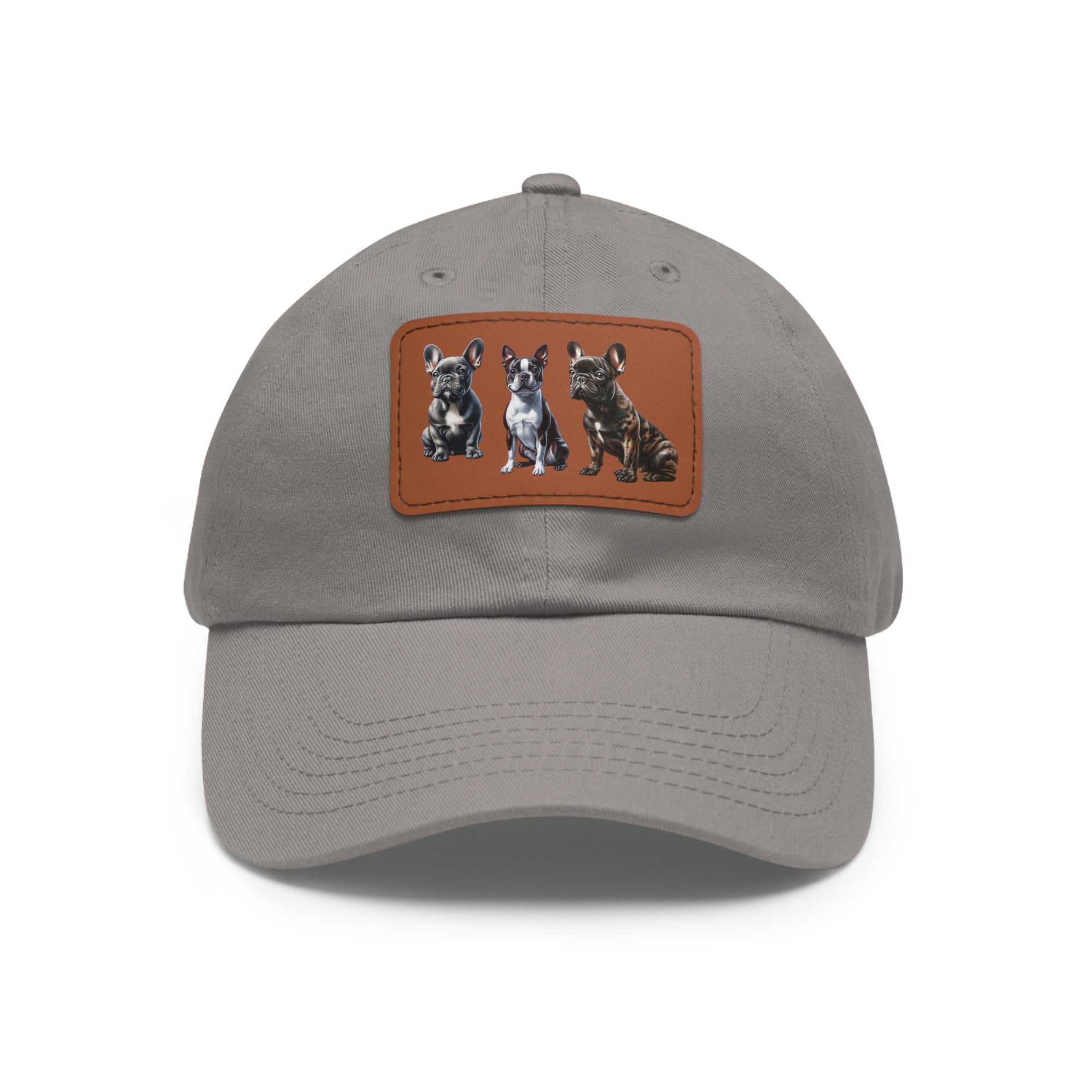 French Bulldog hat with leather patch