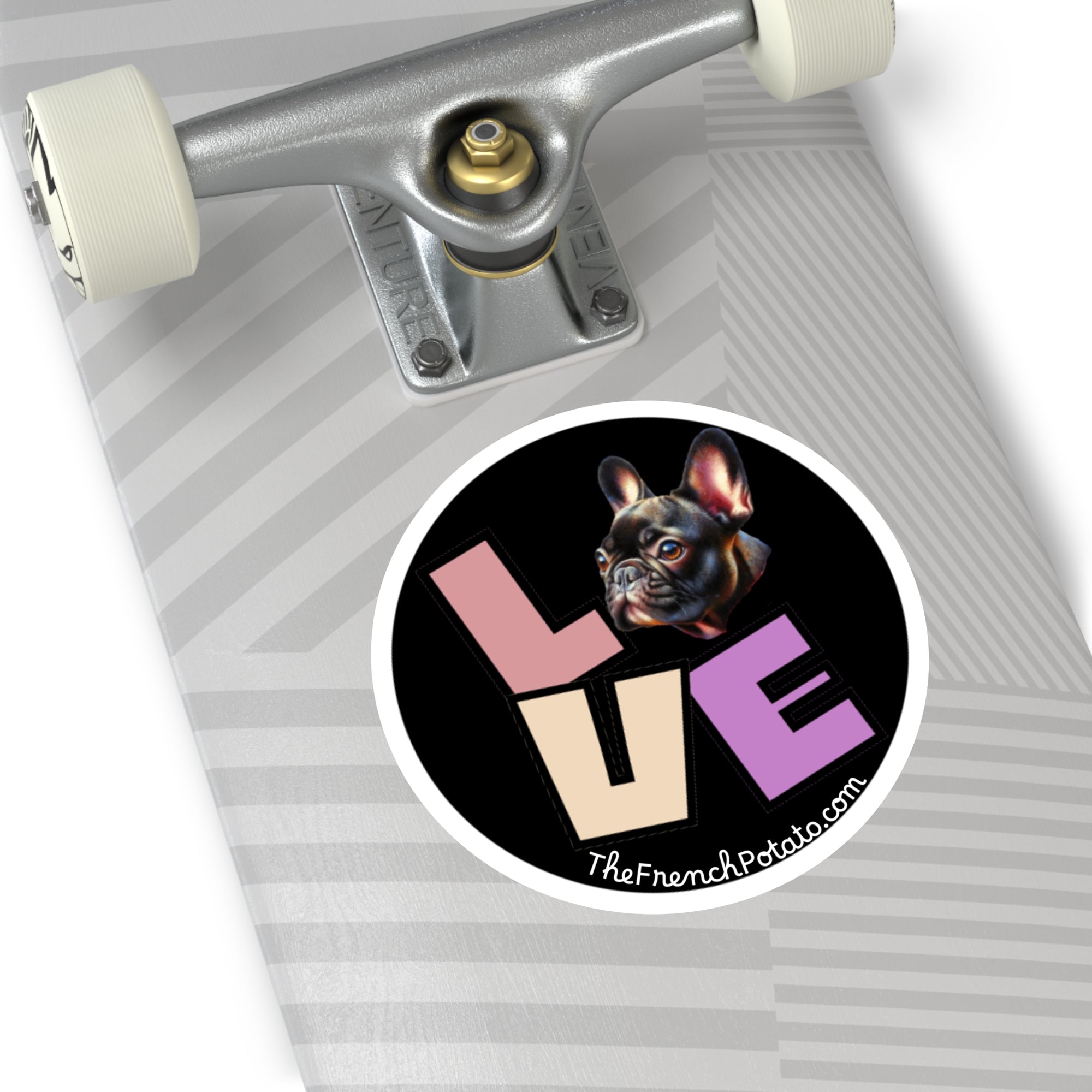French Bulldog Love Round Vinyl Sticker