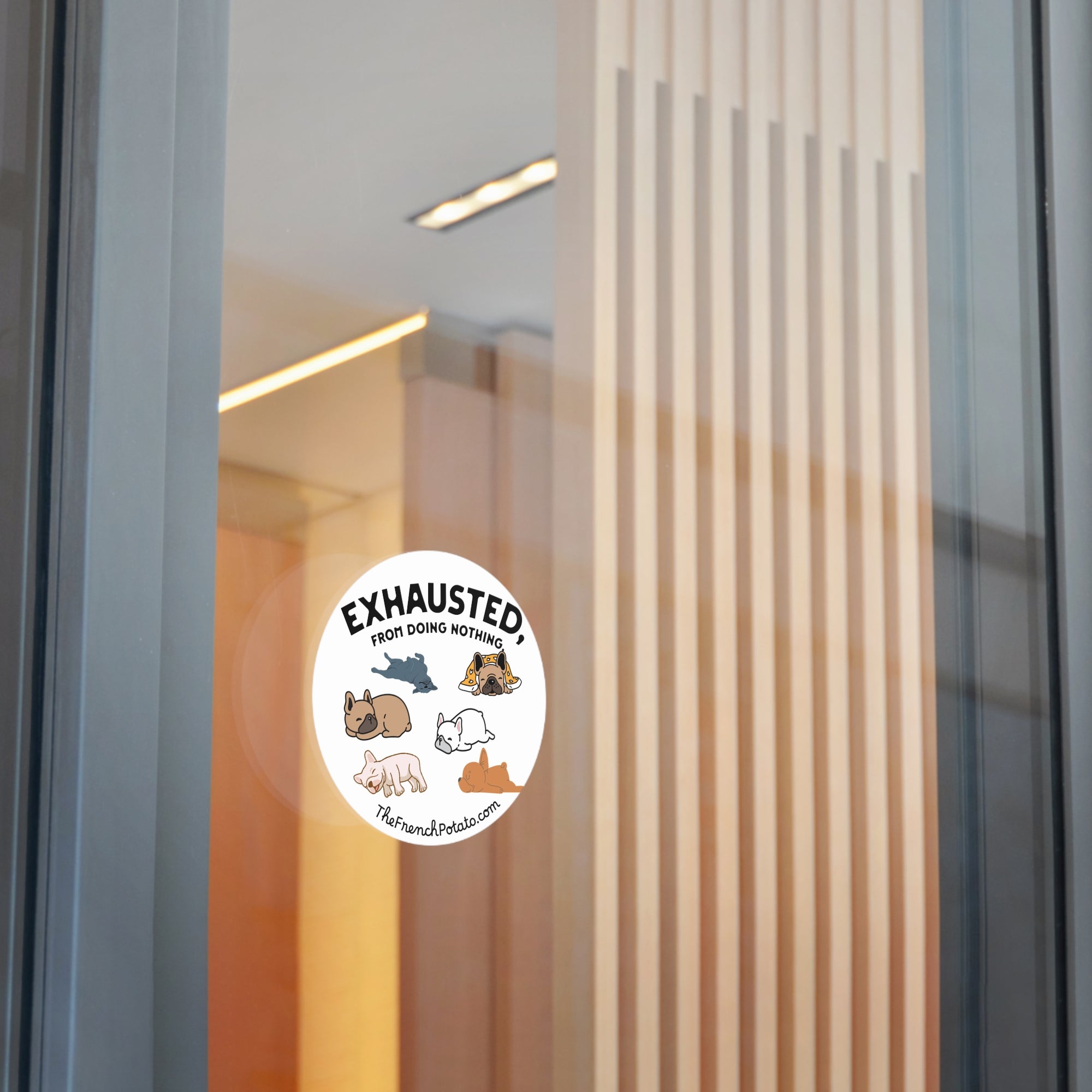 Exhausted Frenchie Poses Sticker