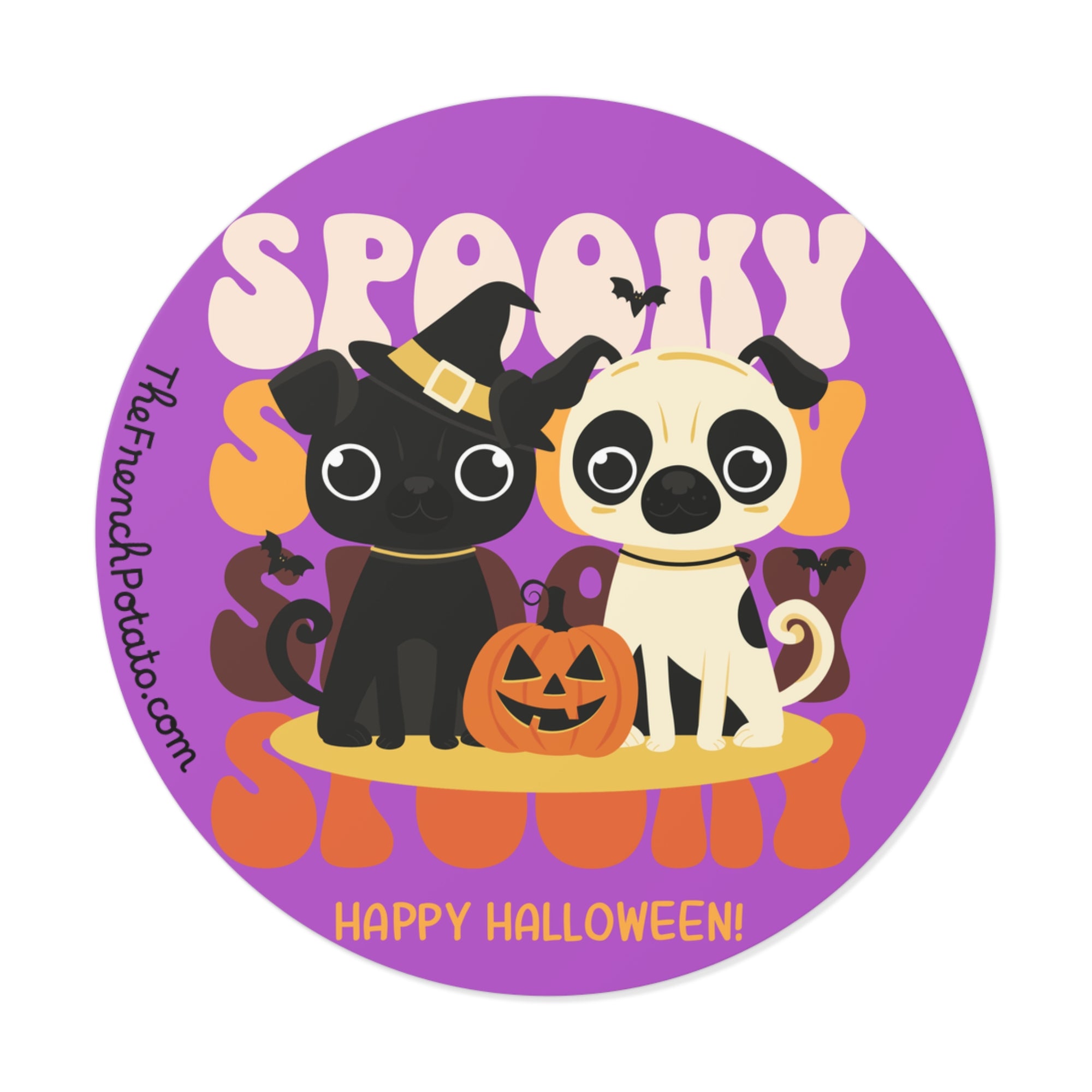 Halloween Pug dog Stickers, Spooky Dog Vinyls for Trick-or-Treat, Halloween Party Decor, Fall Festive Decorations, Cute Pet Gifts