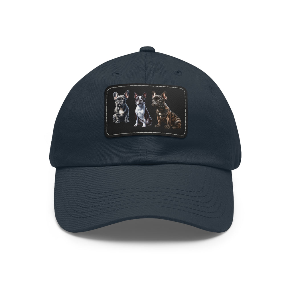 French Bulldog hat with leather patch