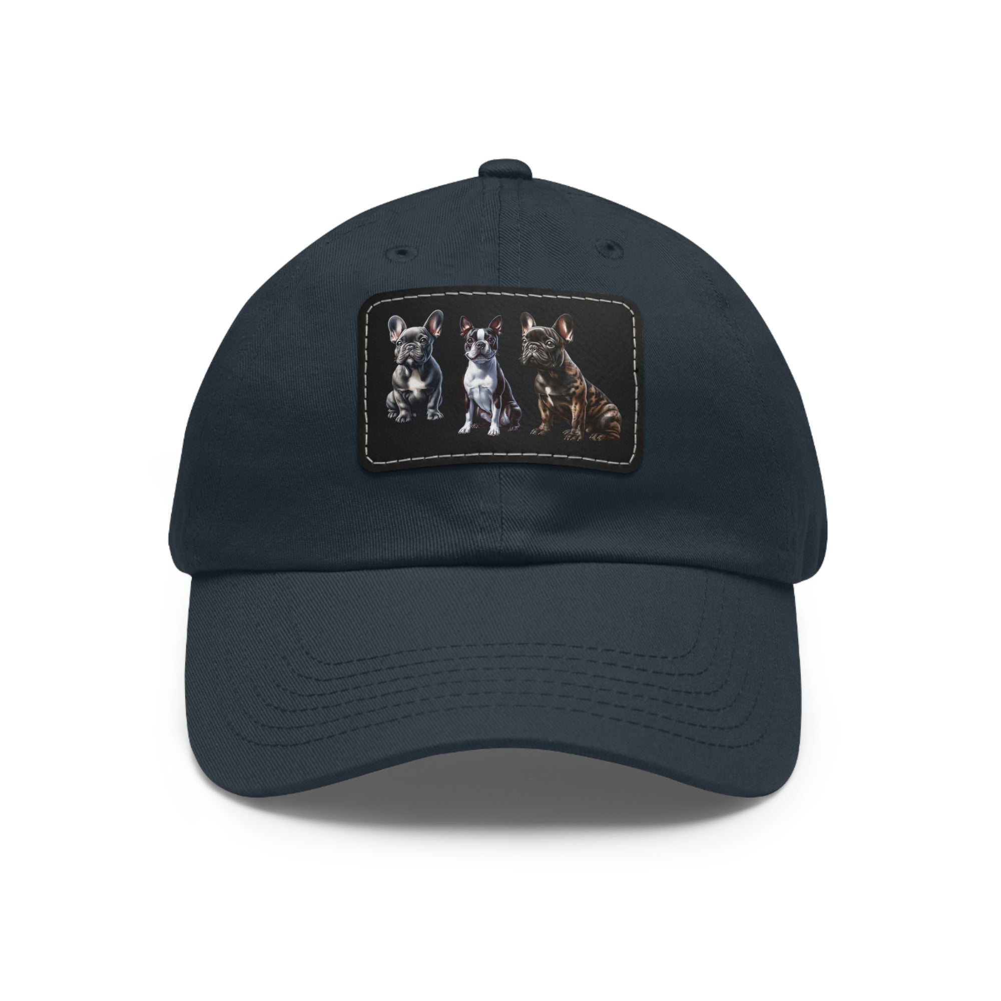 French Bulldog hat with leather patch