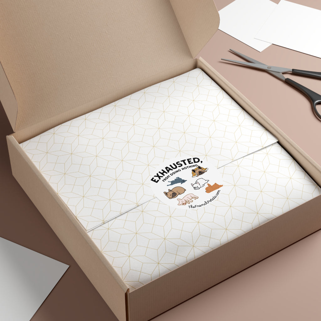 Exhausted Frenchie Poses Sticker