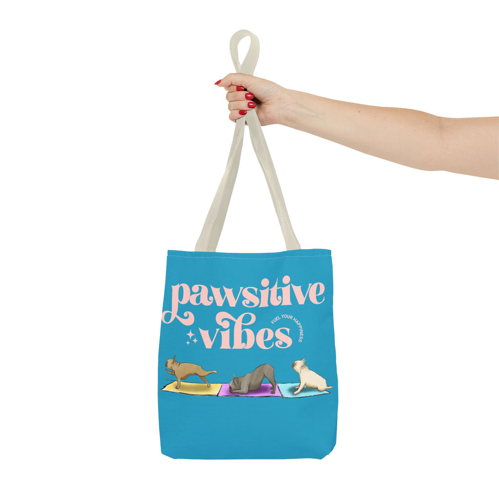 Pawsitive Vibes Tote Bag — Cute Yoga Dogs All-Over Print Tote