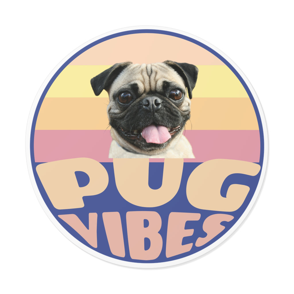 Pug Vibes Round Vinyl Stickers
