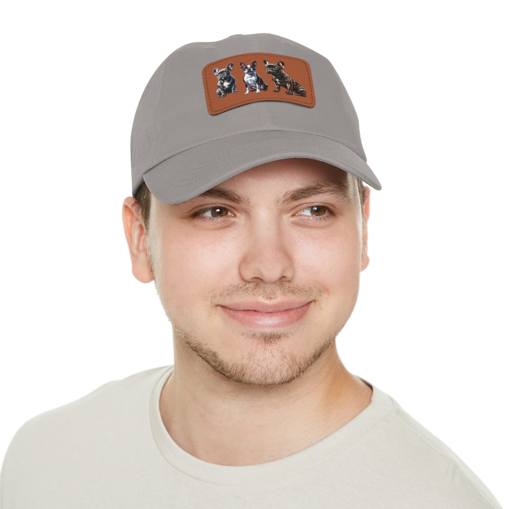 French Bulldog hat with leather patch