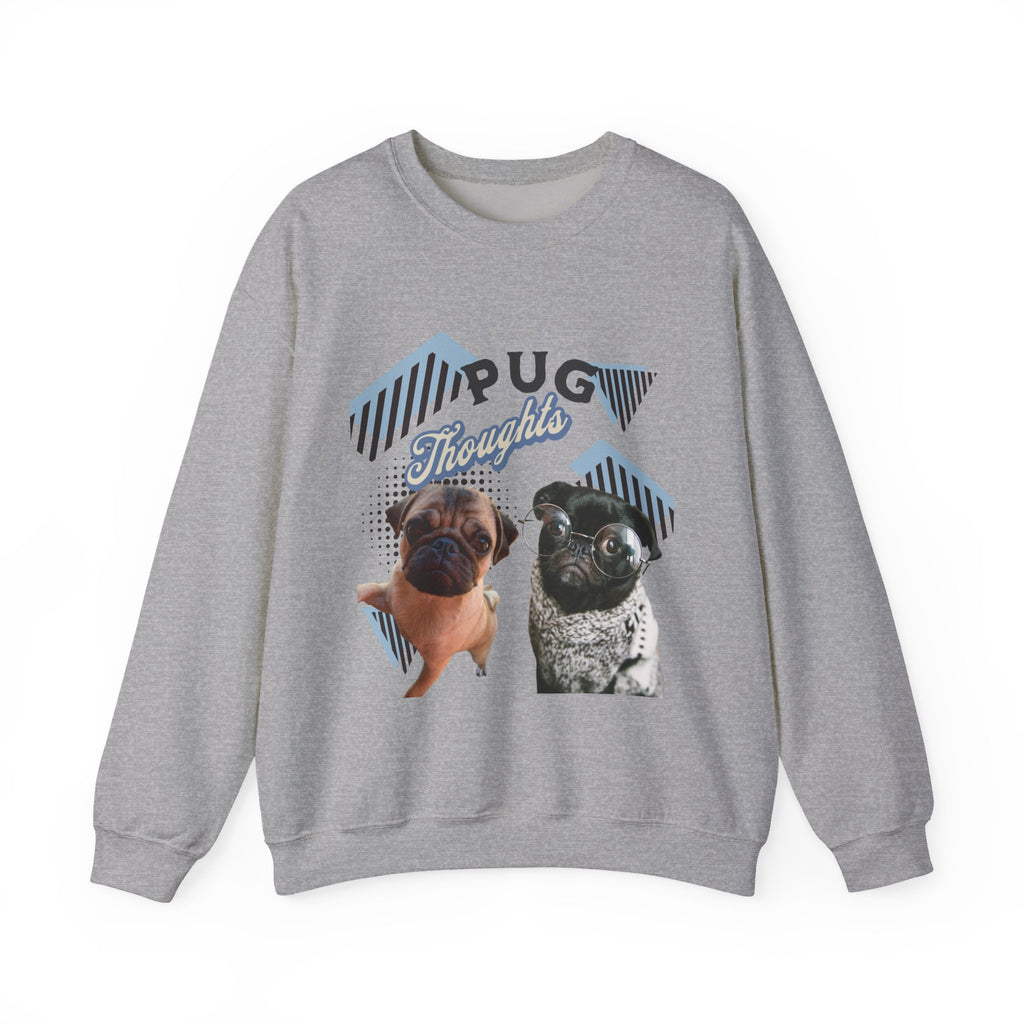 Funny Pug Thoughts Sweatshirt, Cozy Pet Lover Crewneck
