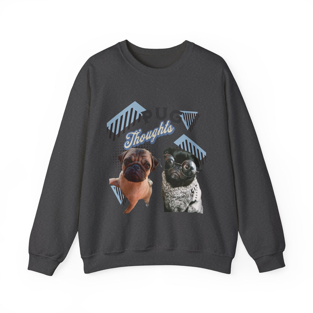 Funny Pug Thoughts Sweatshirt, Cozy Pet Lover Crewneck