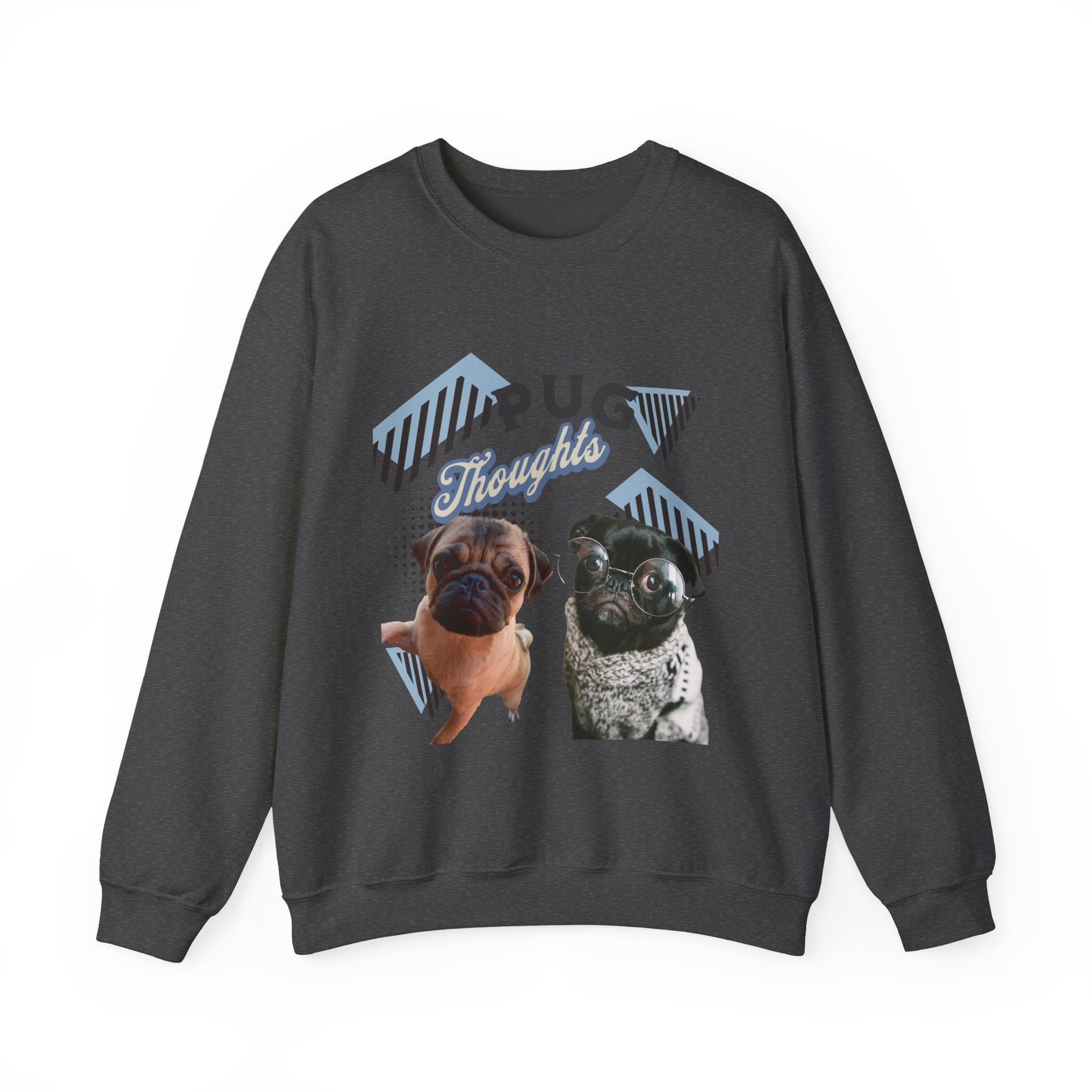 Funny Pug Thoughts Sweatshirt, Cozy Pet Lover Crewneck