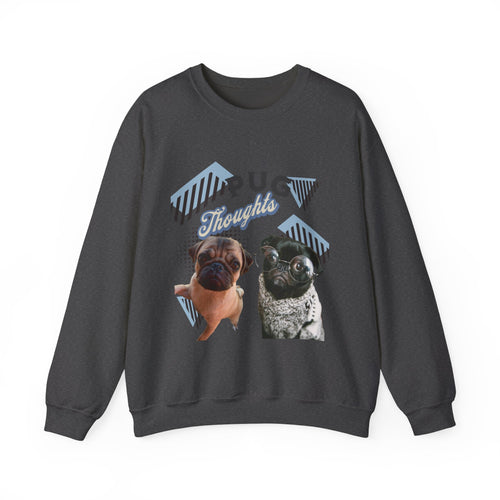 Funny Pug Thoughts Sweatshirt, Cozy Pet Lover Crewneck