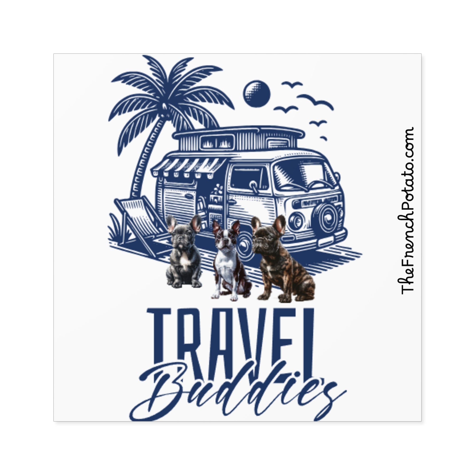 Travel Buddies Frenchie Square Sticker