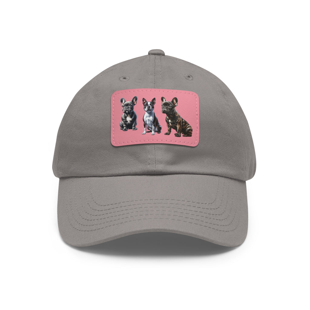 French Bulldog hat with leather patch