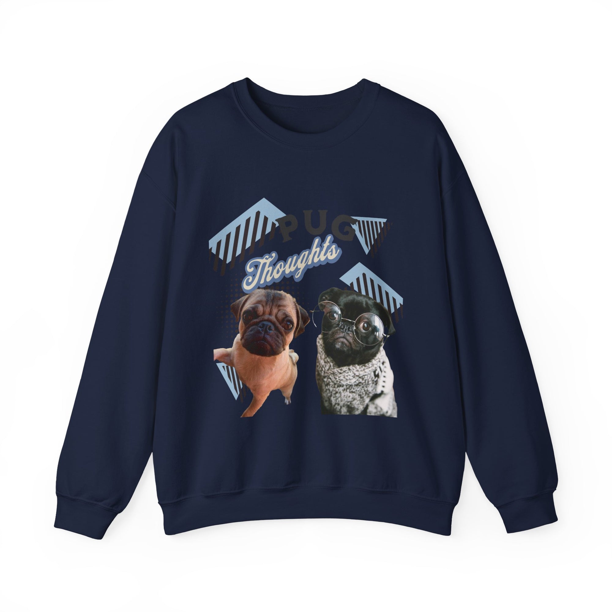 Funny Pug Thoughts Sweatshirt, Cozy Pet Lover Crewneck