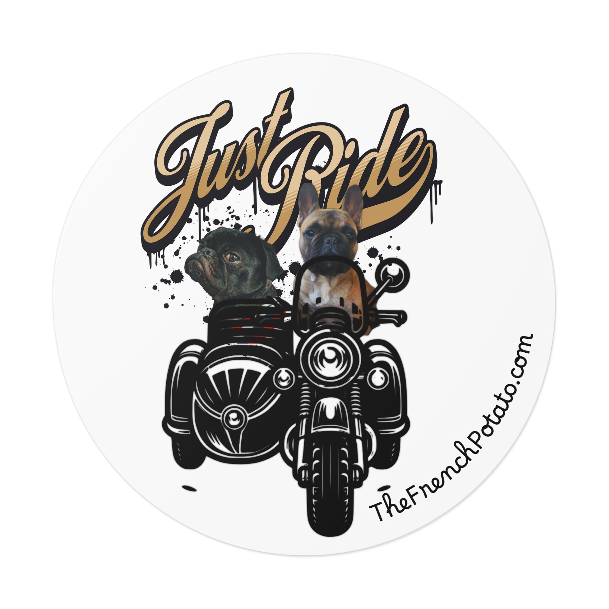 Frenchie + Pug Motorcycle Vinyl Stickers