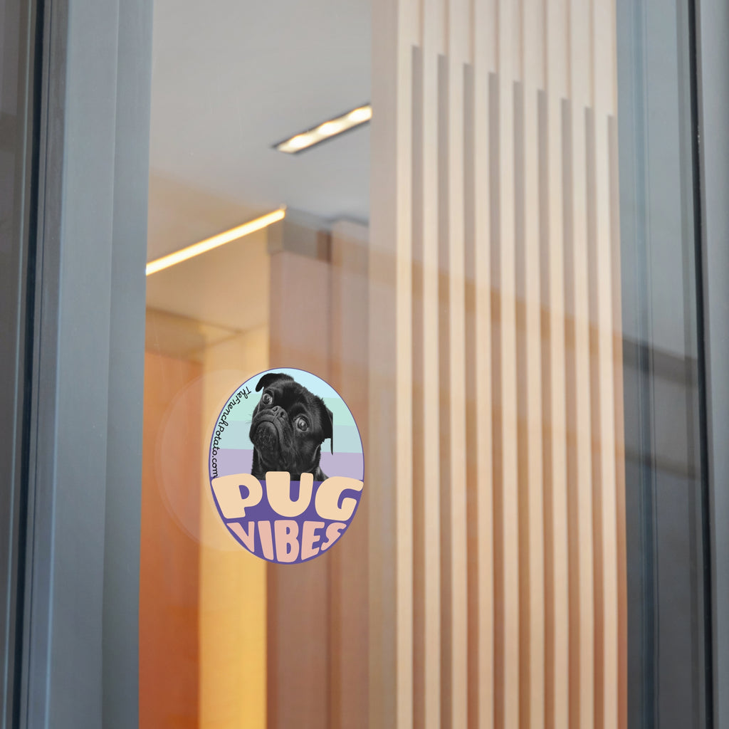 Pug Vibes Round Vinyl Stickers
