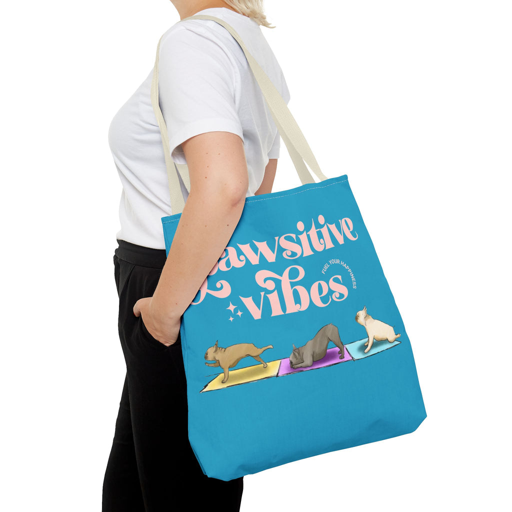 Pawsitive Vibes Tote Bag — Cute Yoga Dogs All-Over Print Tote