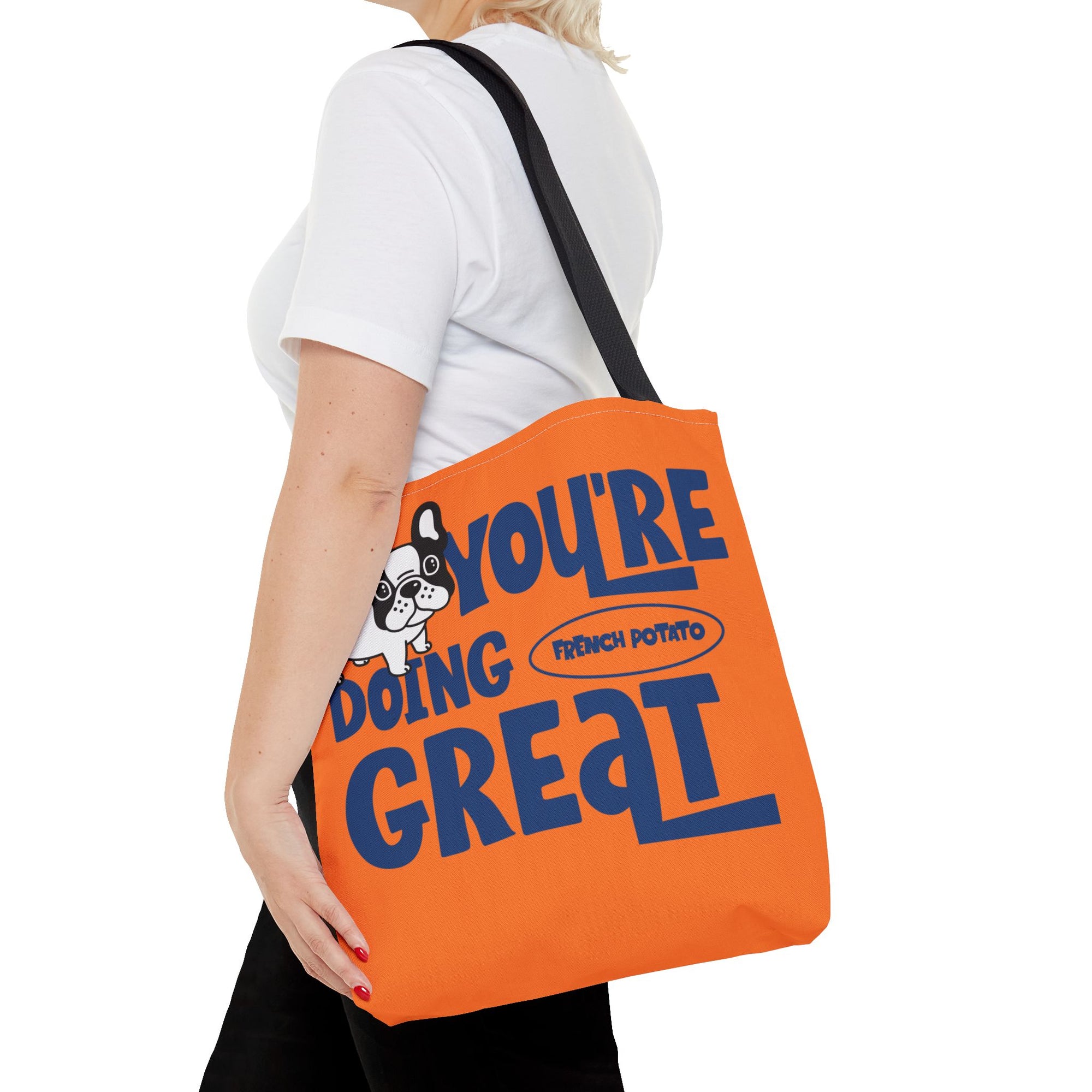 Orange Frenchie Potato Tote Bag, You Are Doing Great!