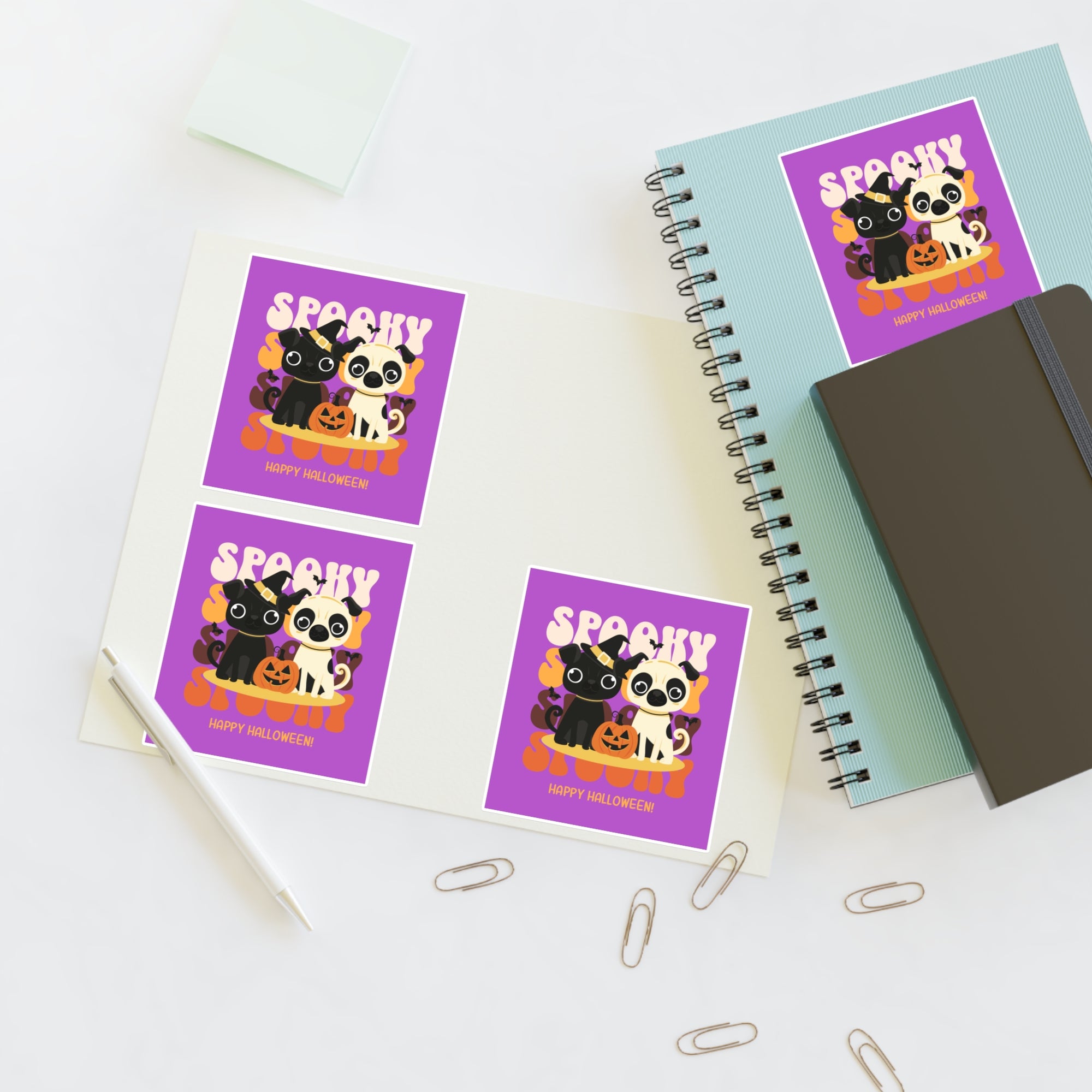 Spooky Scary French Bulldog  Halloween Sticker Sheets