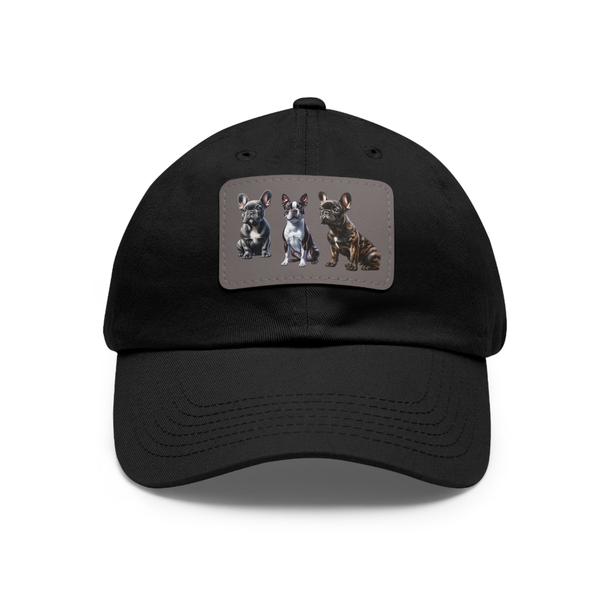 French Bulldog hat with leather patch