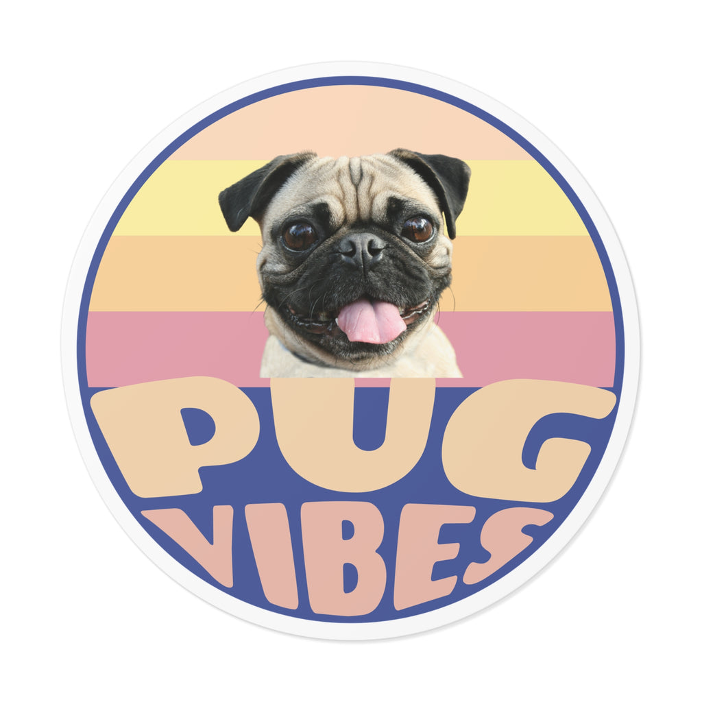 Pug Vibes Round Vinyl Stickers