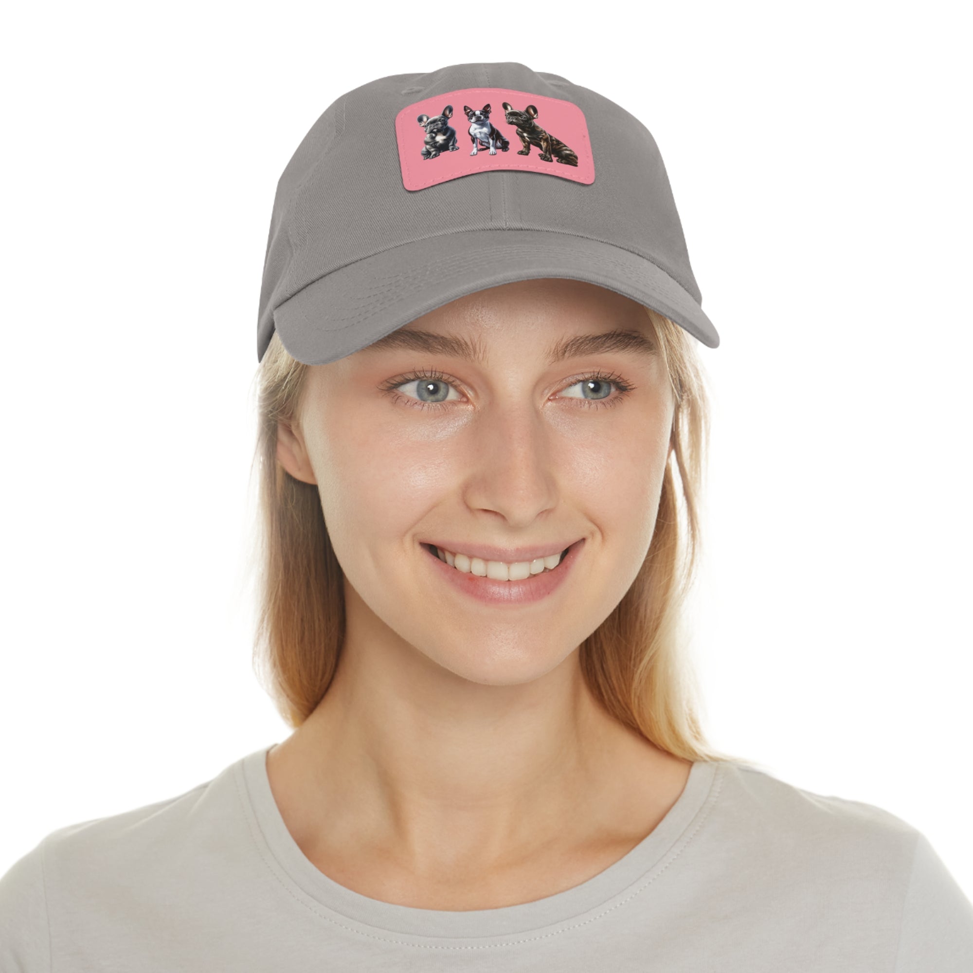 French Bulldog hat with leather patch