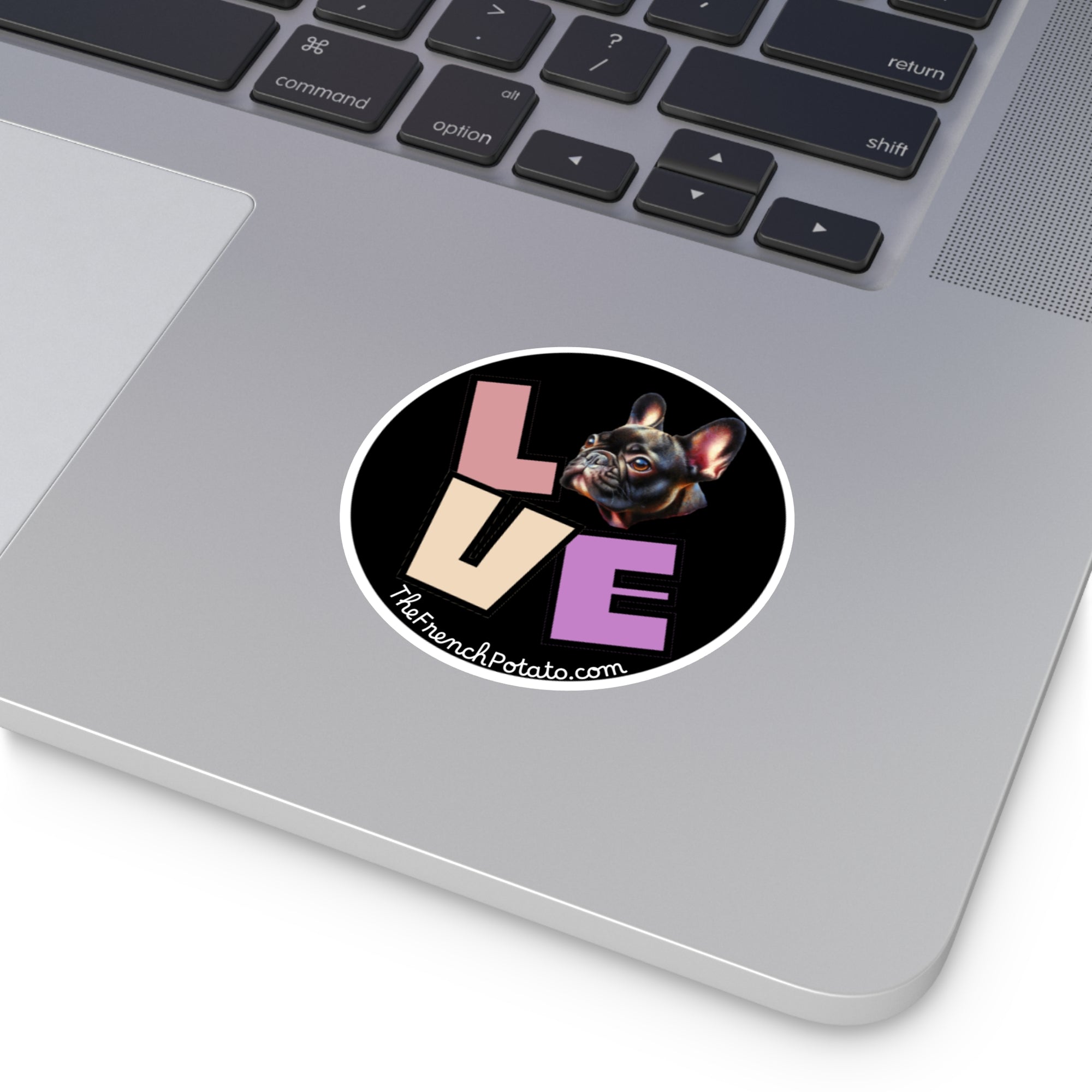 French Bulldog Love Round Vinyl Sticker