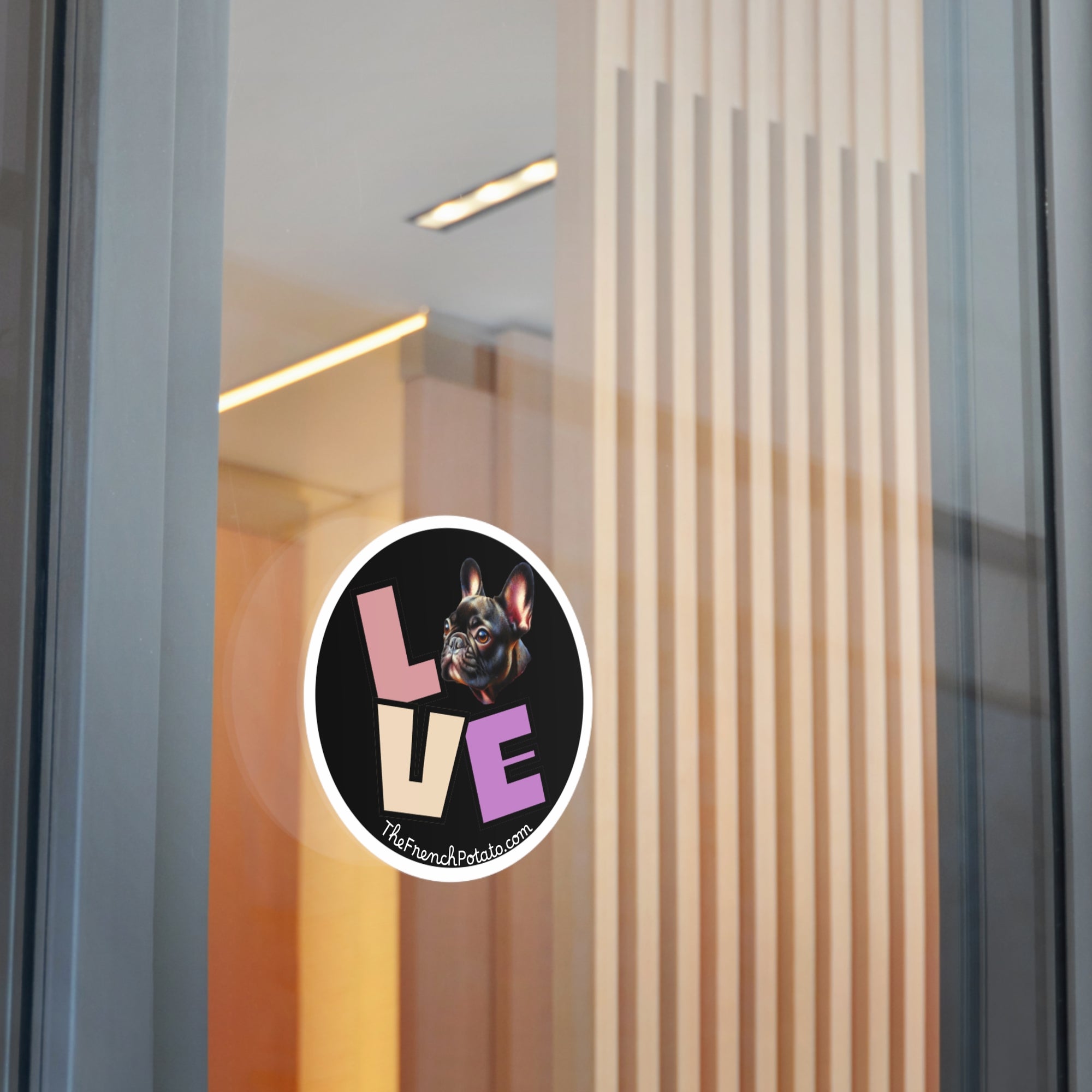 French Bulldog Love Round Vinyl Sticker
