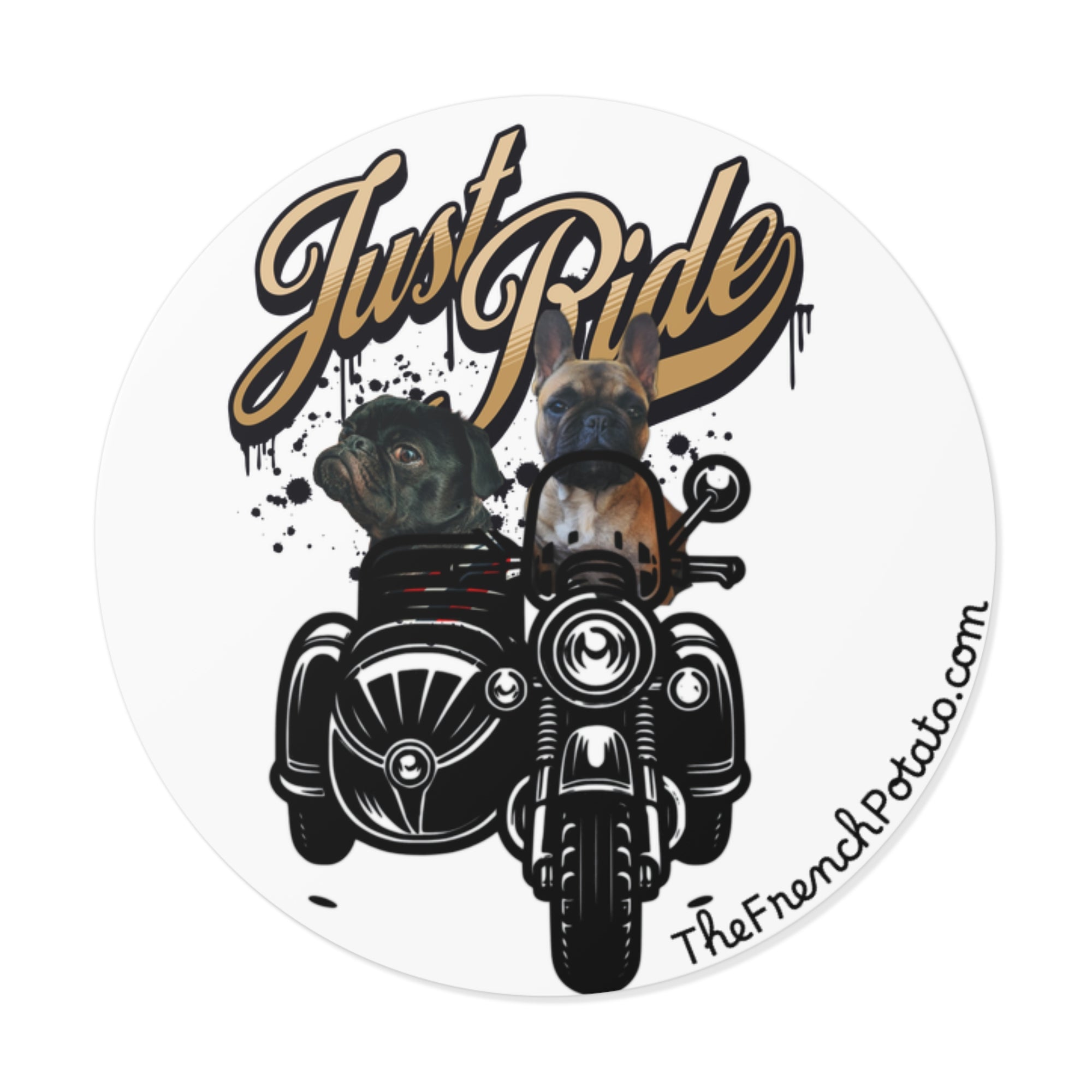 Frenchie + Pug Motorcycle Vinyl Stickers