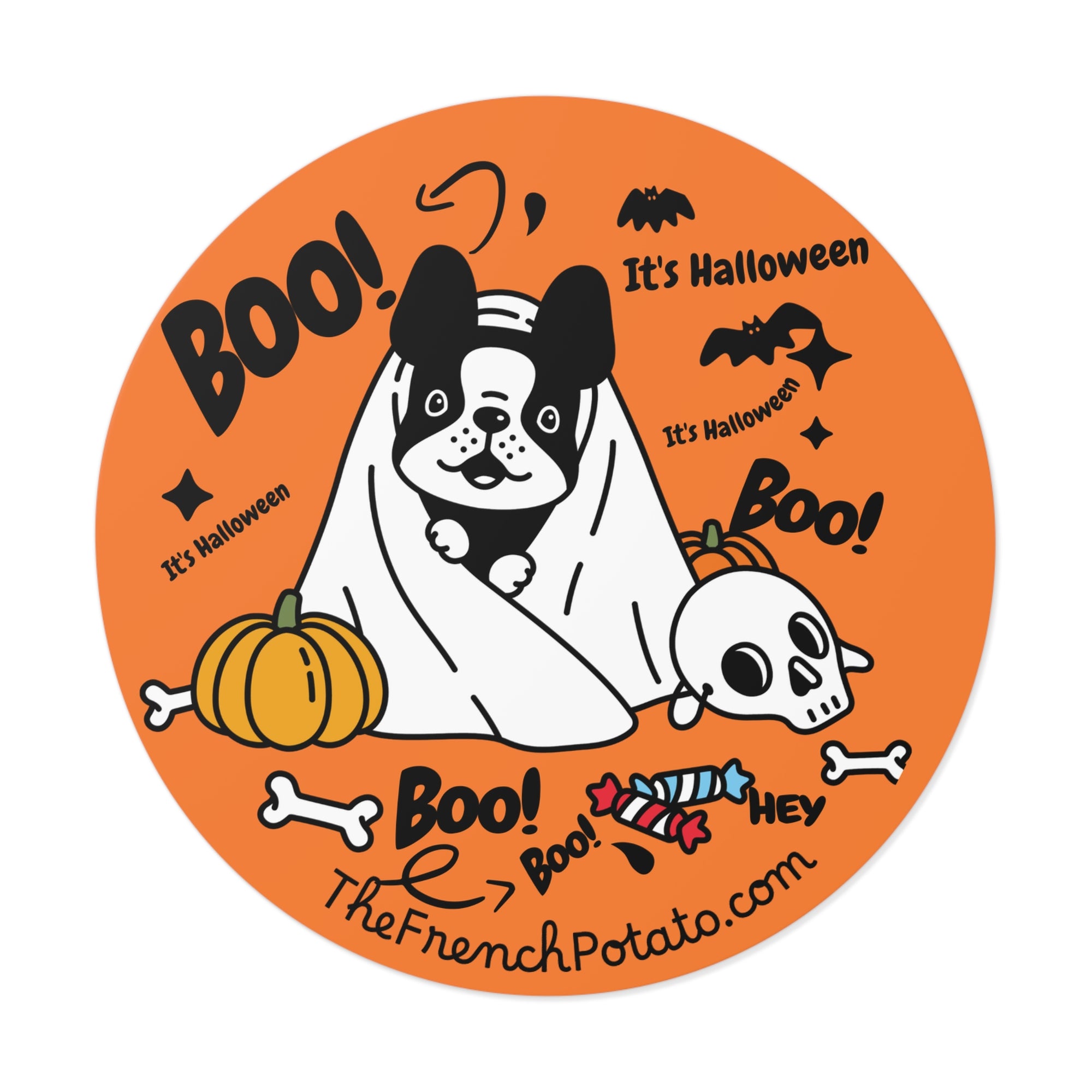 Cute Halloween Frenchie Sticker- Boo!